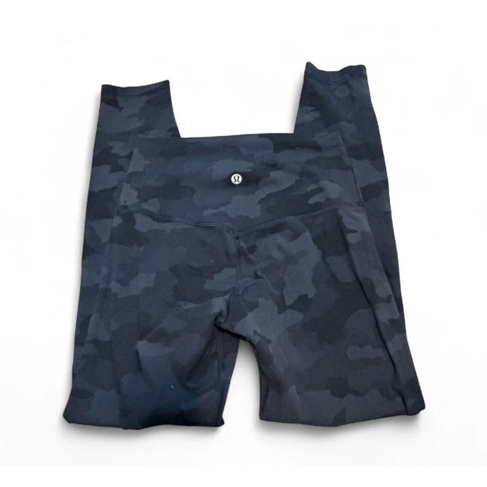 Lululemon Align High Rise Camo Leggings Black Gray Women's Size 4 Pockets